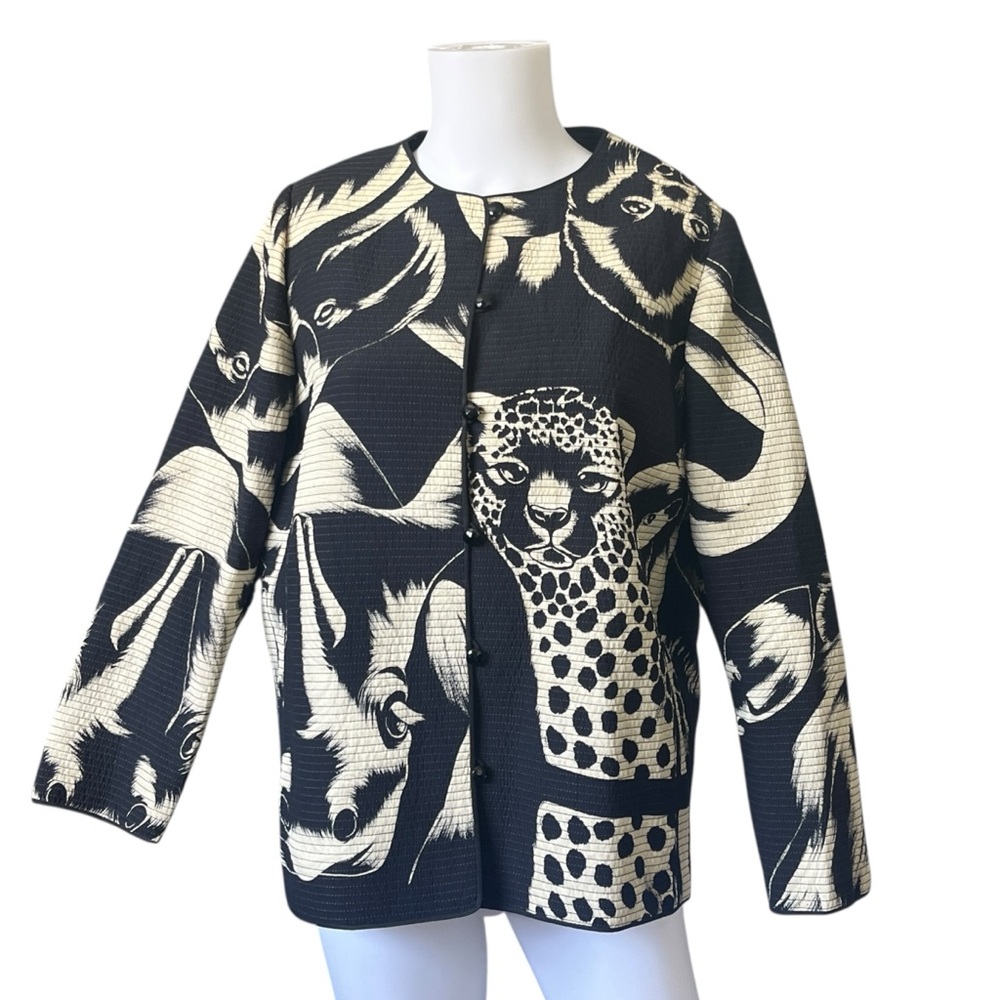 Aurora Ruffolo Christian Ruperto Black Cream Jungle Animal Jacket Art to Wear